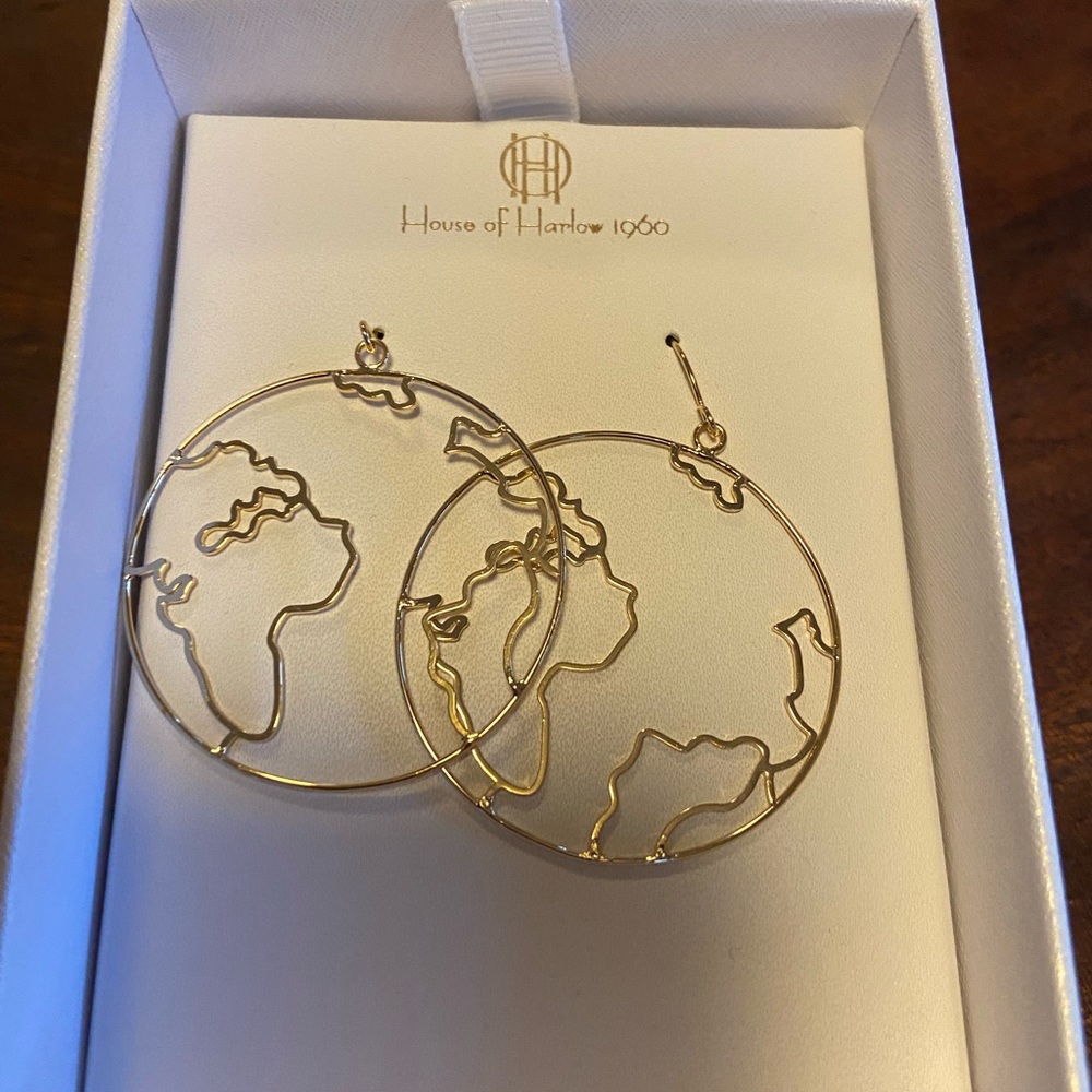 House of Harlow 1960 Gold World Earrings NWT